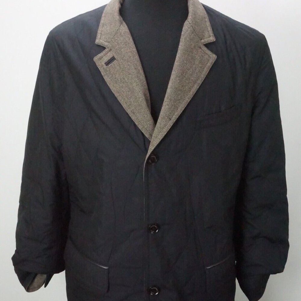 Ermenegildo Zegna Reversible Brown Herringbone Cashmere Blend/Polyester Coat 46